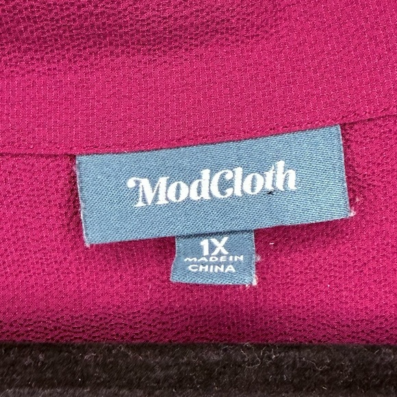 MODCLOTH Puff Sleeve Purple Vneck Short Sleeve Blouse Top - Picture 5 of 8